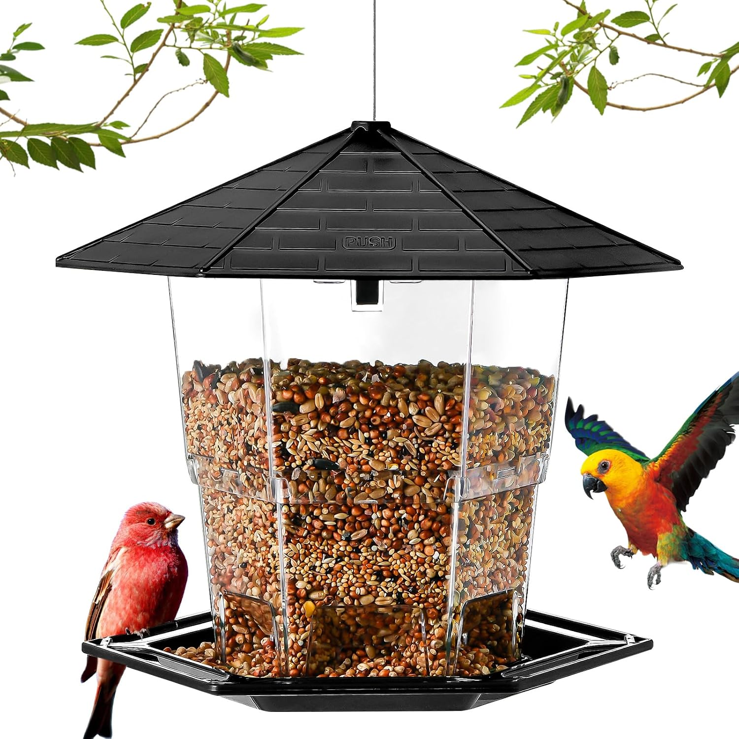 Jealoeur Outdoor Hanging Bird Feeder - Black 2 Pack Wild Bird Seed