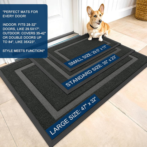 OLANLY Front Door Mat Outside 47x32, All-Season Heavy-Duty Rubber Doormat