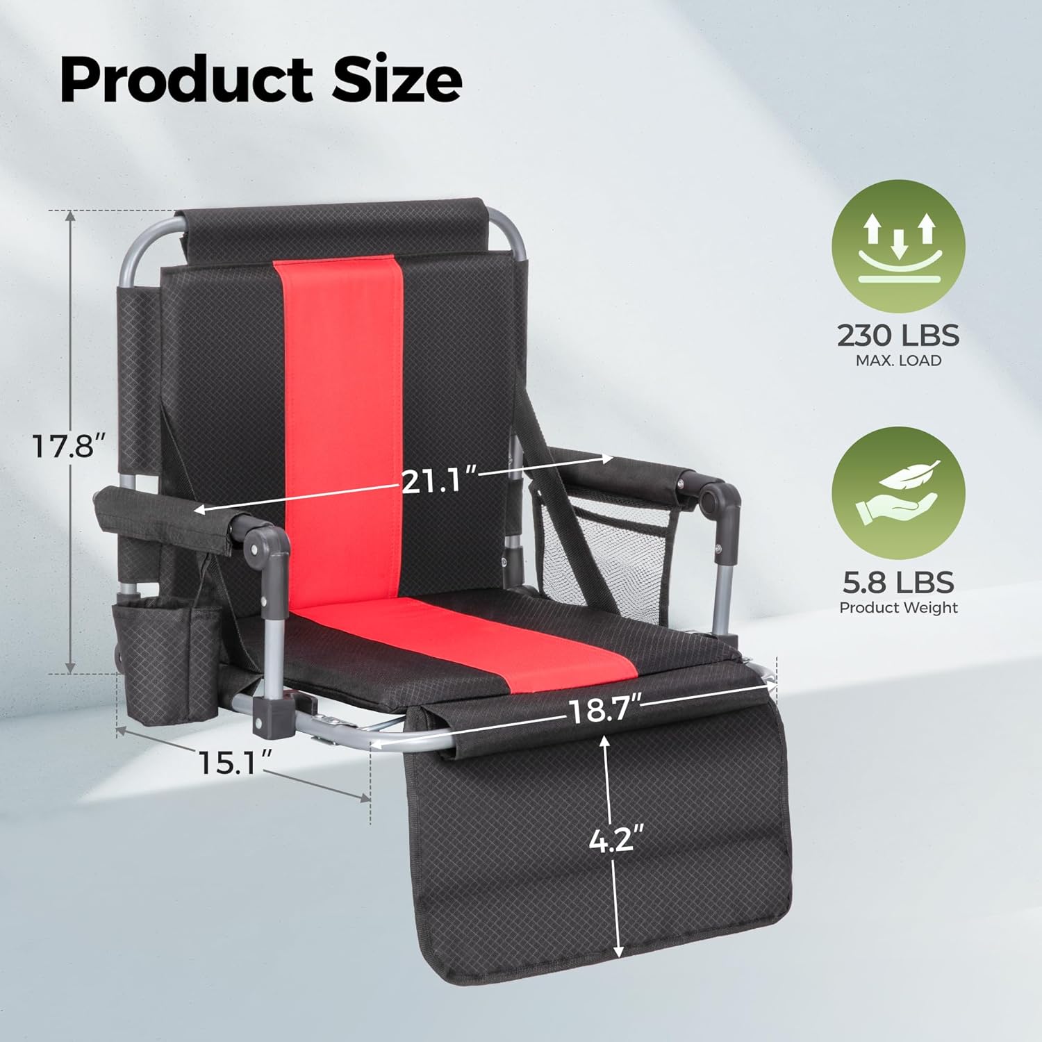 ALPHA CAMP Extra Wide Padded Stadium Seats for Bleachers with Back Support
