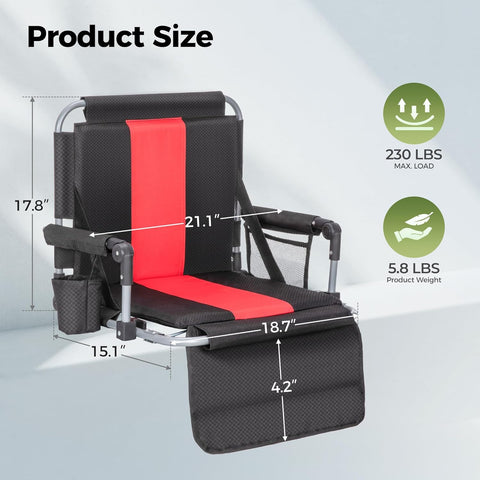 ALPHA CAMP Extra Wide Padded Stadium Seats for Bleachers with Back Support