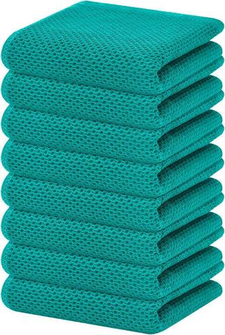 Homaxy 100% Cotton Waffle Weave Kitchen Dish Towels 8-Pack, Teal