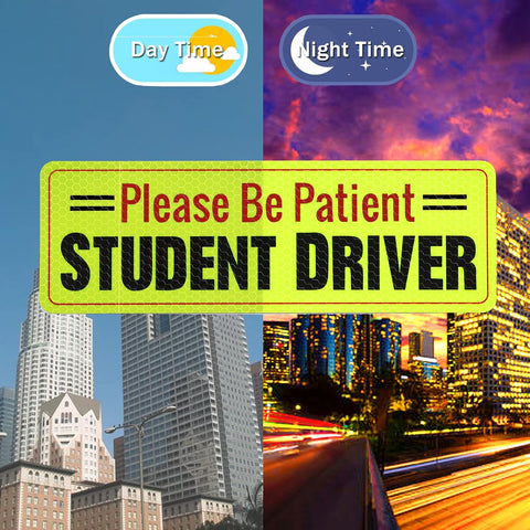 SINGARO Student Driver Magnet - Please Be Patient, Magnetic Sign, 3Pcs Reflective Novice Sticker, New Driver Decal, Removable Exterior Car Accessories