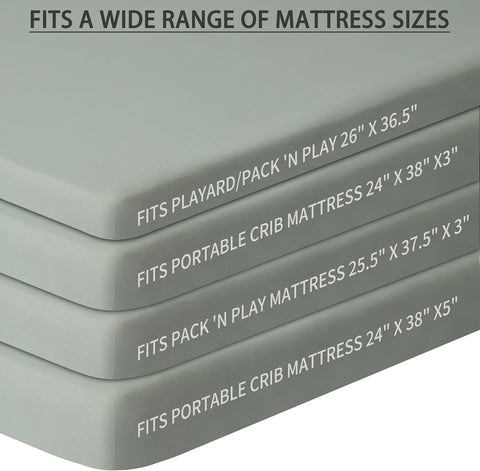 GUNTAIL Pack and Play Sheets Fitted, 2 Pack Pack n Play Sheets for Graco Pack n Play Mattress, Unisex Playard Sheets for Boys Girls (Brown & Green, 38 X 26 Inch)