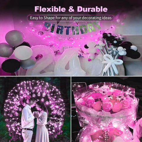 20 Pack LED Fairy Lights Battery Operated,20 LED Waterproof Mini Twinkle String Lights for Wedding Valentine's Day Christmas Decorations,Pink