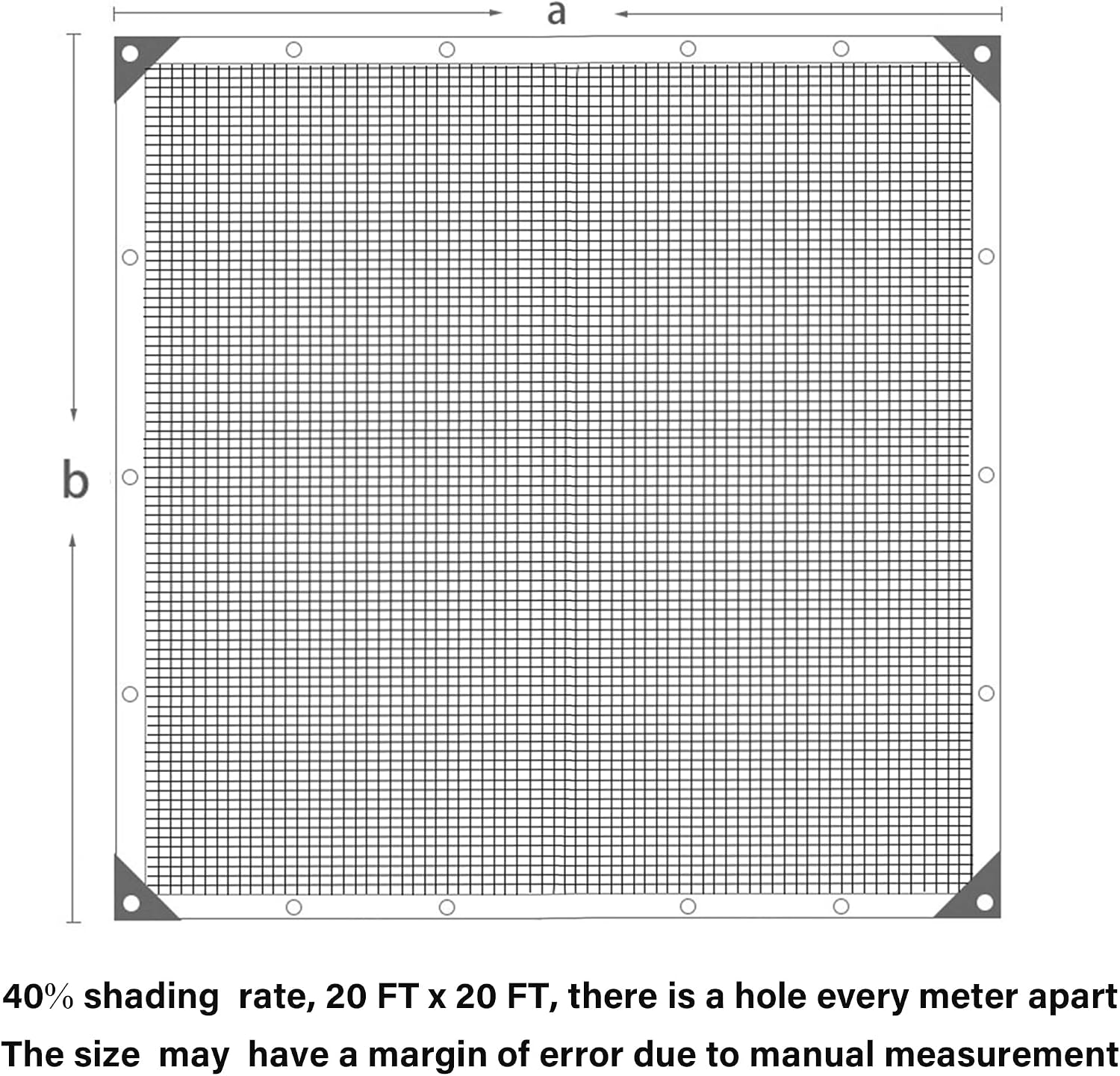 winemana 20 x 20 FT Black Shade Cloth, Durable Mesh Tarp Garden Sun Shade