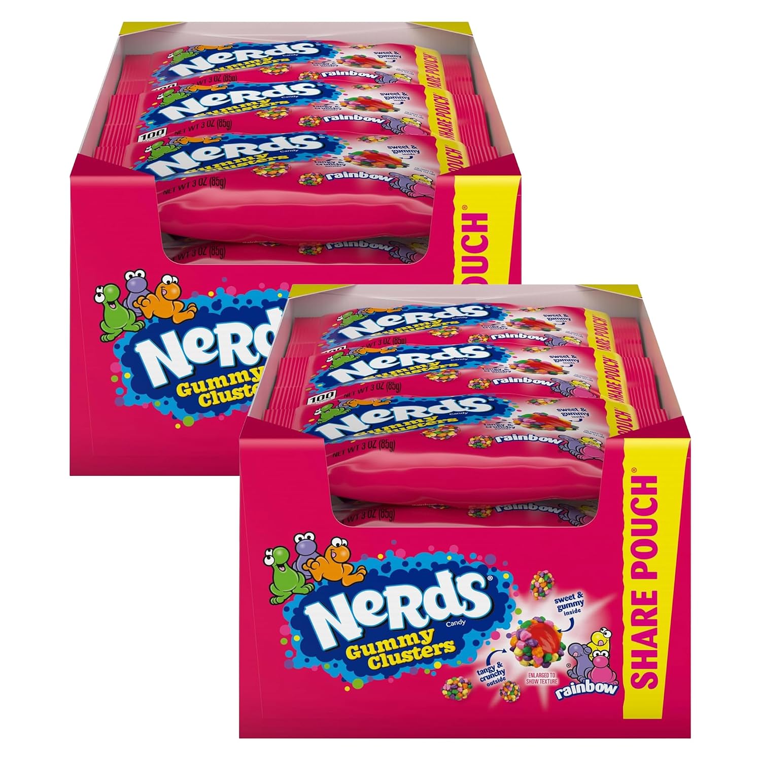 Nerds Gummy Clusters Candy, Rainbow, Springtime Easter Candy, 3 Ounce Pouches (Pack of 24)