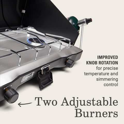Coleman Triton 2-Burner Propane Stove, Portable Camping Cooktop