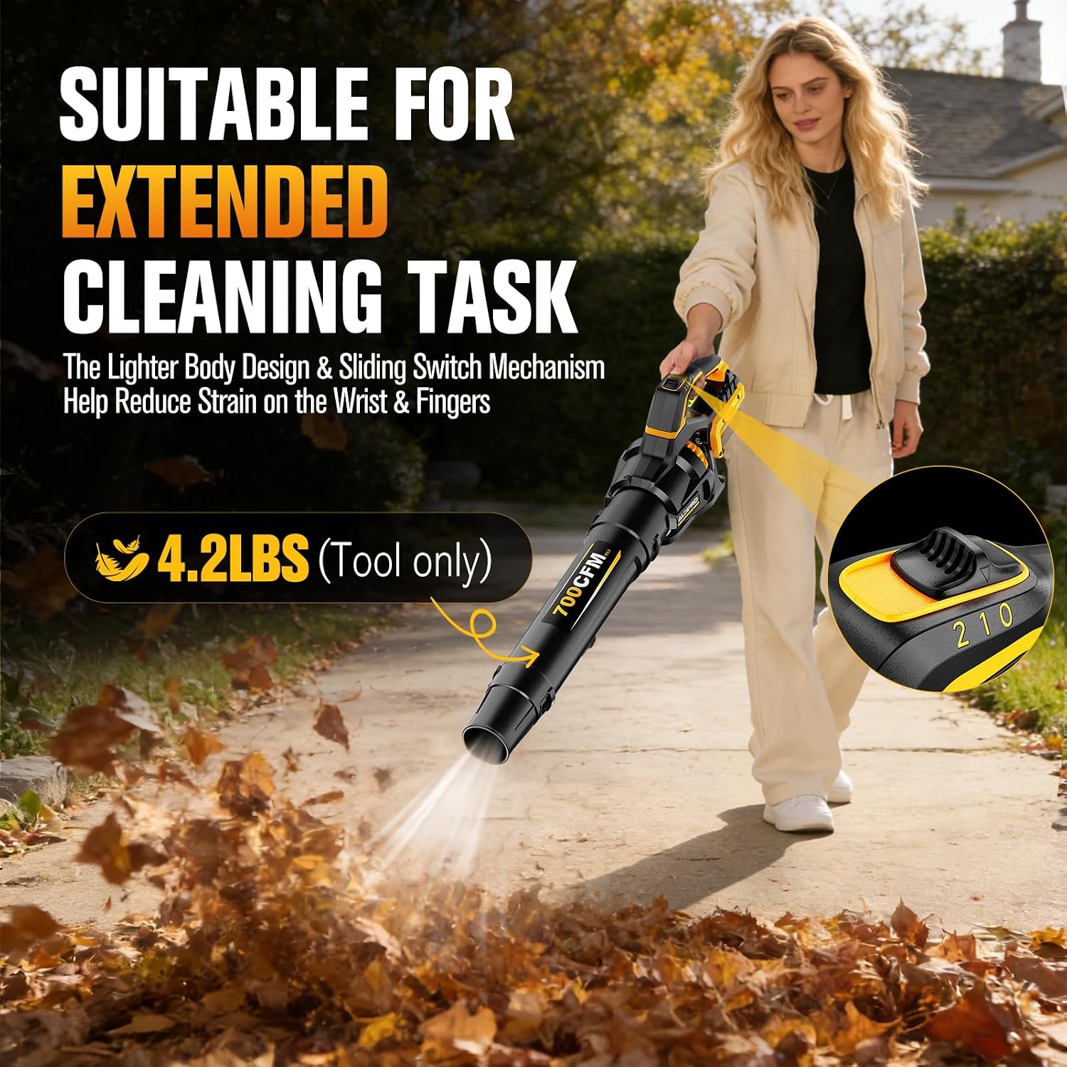700 CFM Leaf Blower Compatible with DeWalt 20V Max Battery (Bare Tool)