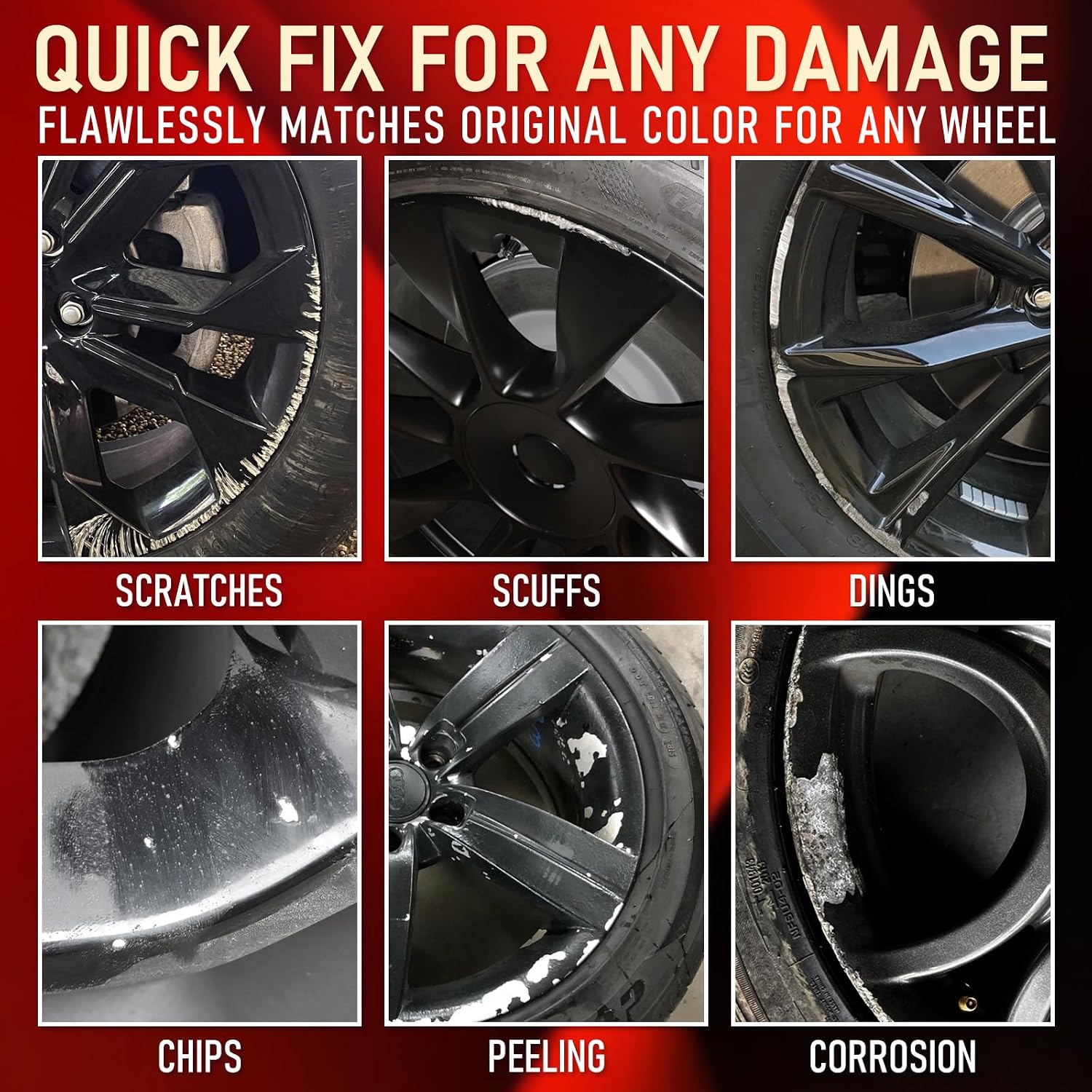 Gloss Black Rim Touch Up Paint, Wheel Scratch & Car Curb Rash Repair Kit