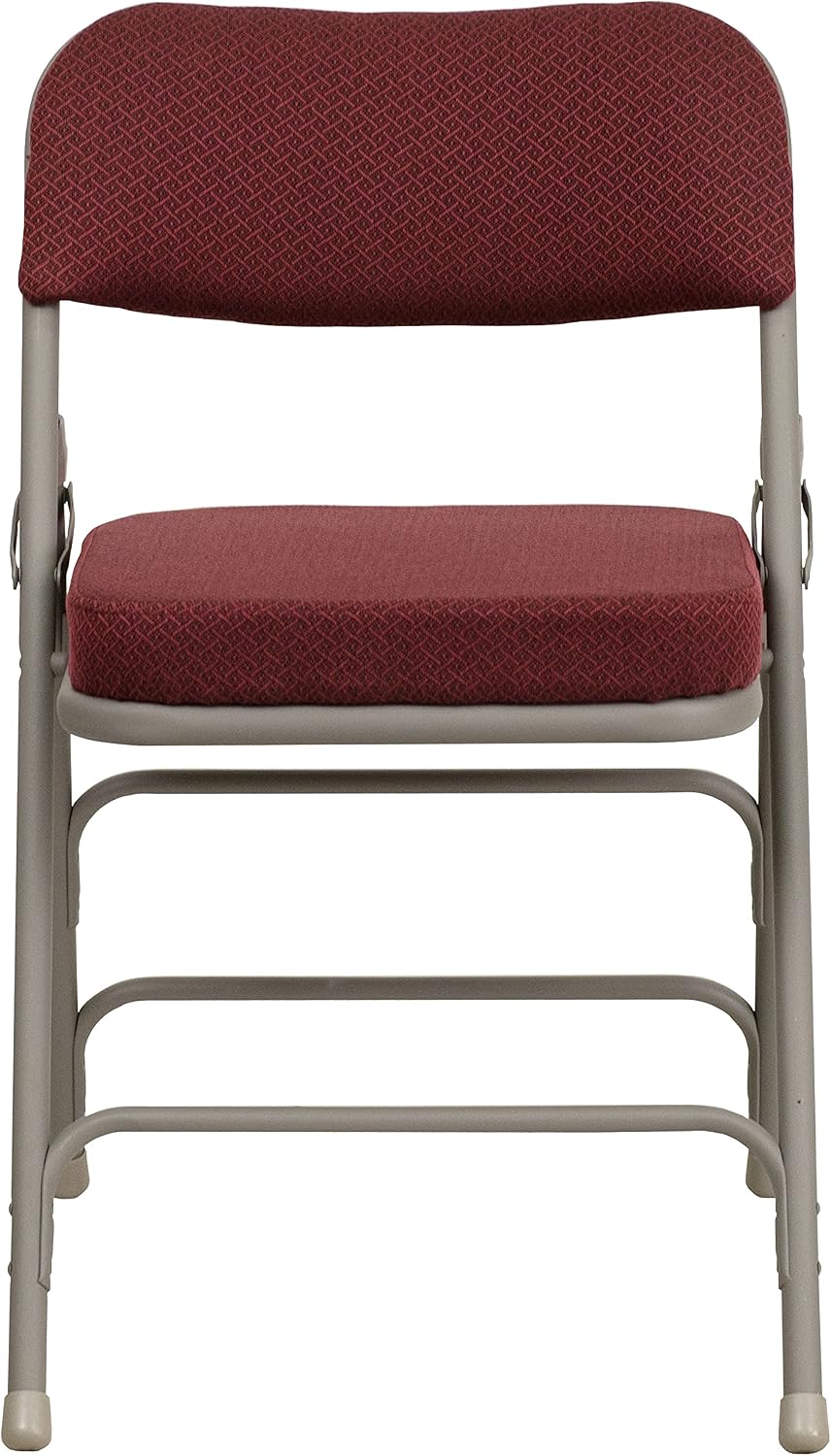 Flash Furniture Hercules Series Metal Folding Chairs with Cushioned Seat, Fabric Upholstered Event Chairs with 300-lb. Static Weight Capacity, Set of 2, Burgundy