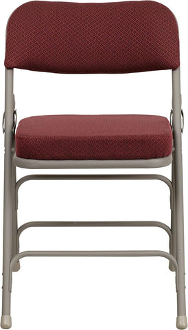 Flash Furniture Hercules Series Metal Folding Chairs with Cushioned Seat, Fabric Upholstered Event Chairs with 300-lb. Static Weight Capacity, Set of 2, Burgundy