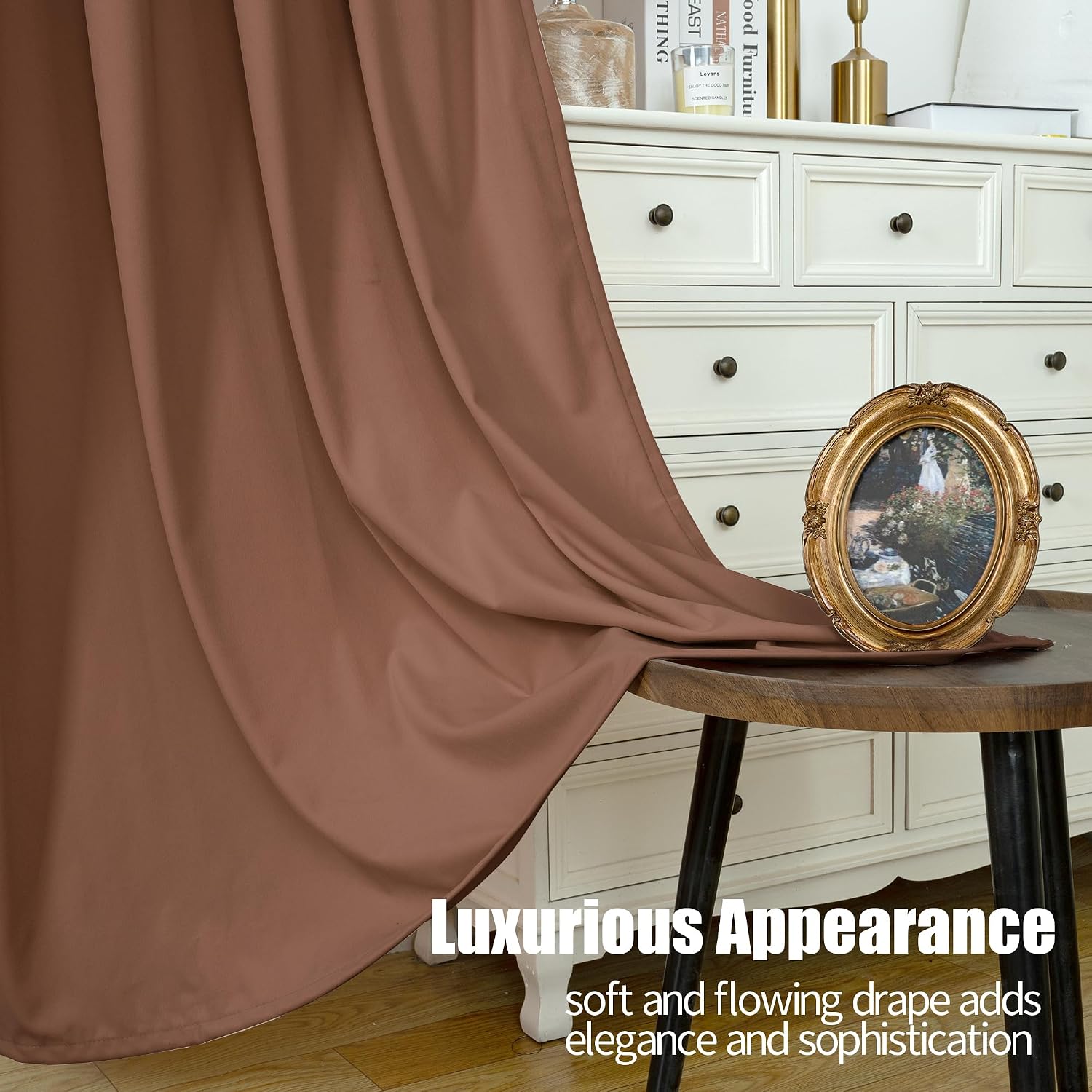 YoungsTex Mocha Brown Velvet Blackout Curtains 63 Inch Length, Thermal Insulated Drapes with Grommet Privacy for Bedroom Window, 2 Panels, 52 X 63 Inch