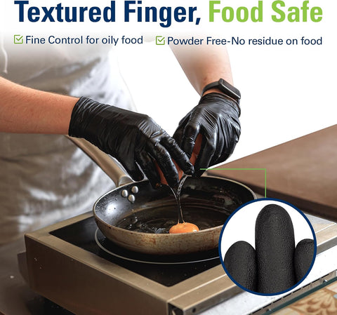 SWIFTLITE Black Nitrile Gloves Disposable Latex Free, Food Safe