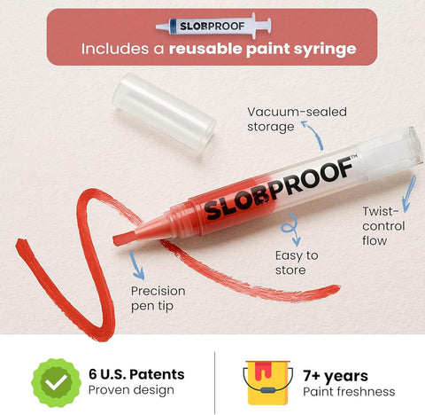Slobproof Refillable Touch-Up Paint Pen, Pack of 5 - Precision Brush Tip