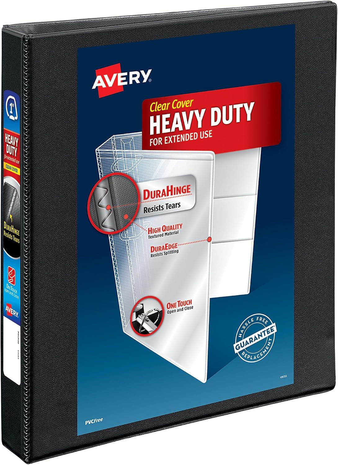 Avery® Heavy-Duty View 3 Ring Binder, 1" Slant Rings, 1 Black Binder