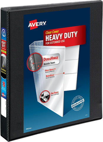 Avery® Heavy-Duty View 3 Ring Binder, 1" Slant Rings, 1 Black Binder
