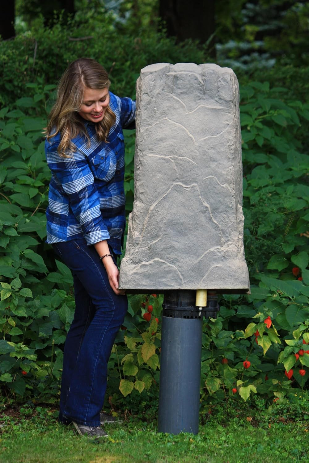EMSCO Landscape Rock Cover, Natural rock, Monolith, Lightweight Fake Rock for Concealing Well Heads, Standpipes & Utility Fixtures