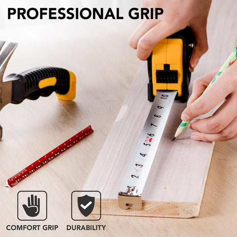 Mr. Pen- Retractable Tape Measure 25 ft, Yellow, Easy Read