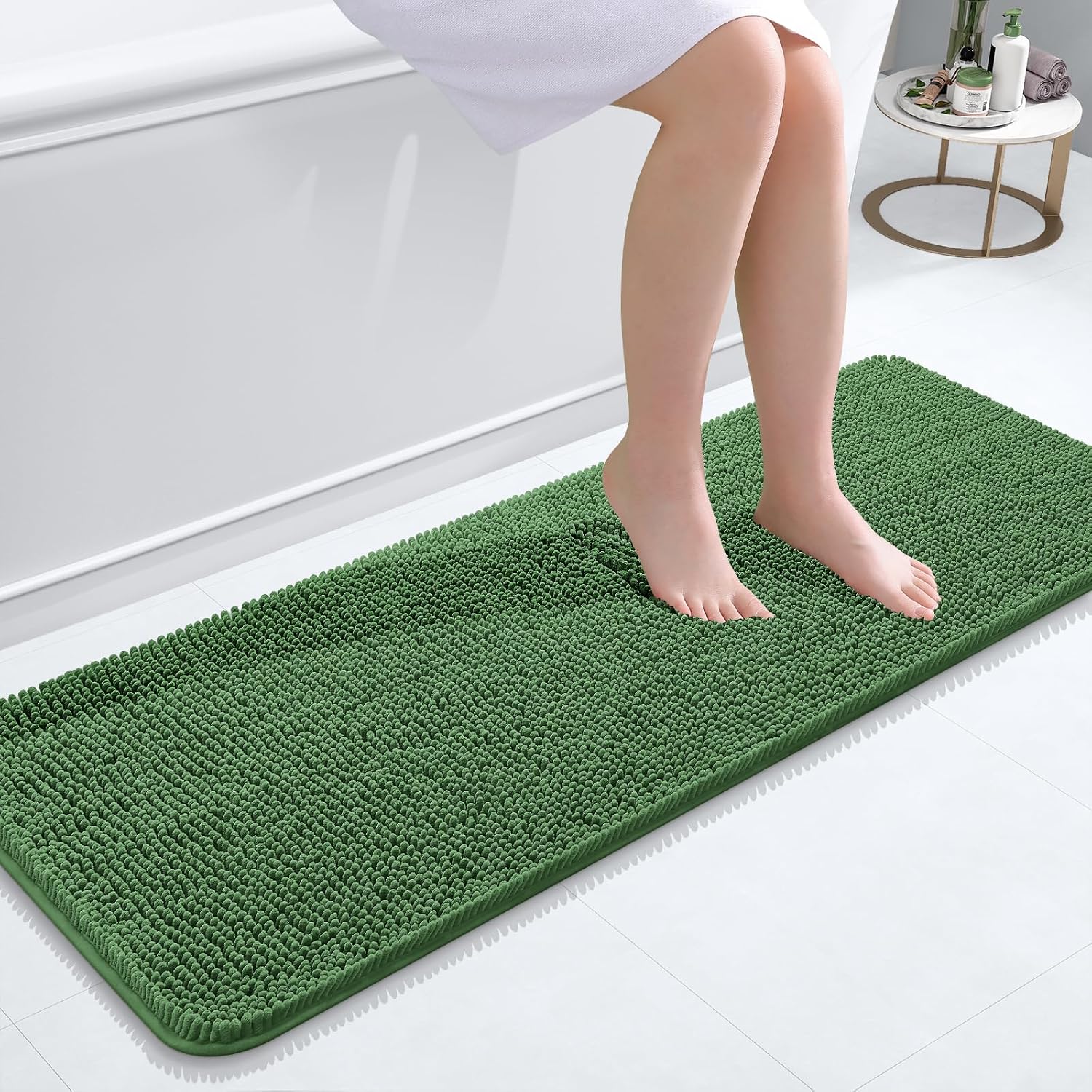 OLANLY Bathroom Runner Rugs 47x17, Extra Soft Absorbent Chenille Bath Rugs