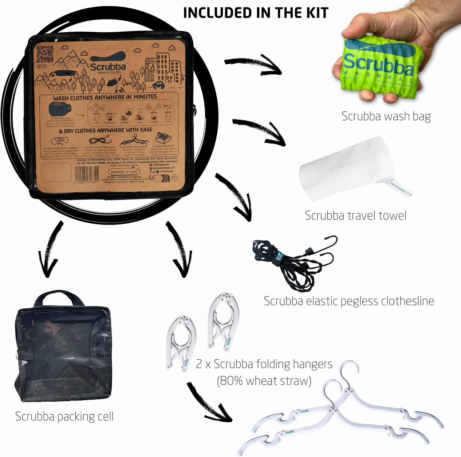 Scrubba Wash & Dry Kit Patented Washboard-in-a-Bag™ Travel Laundry System