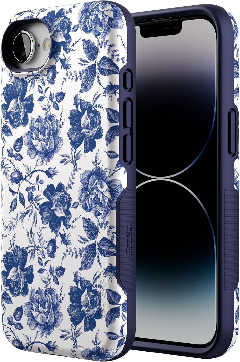 Casely iPhone 16e Case | Rose to Fame | Blue & White Floral | Bold Protective Design | Compatible with MagSafe