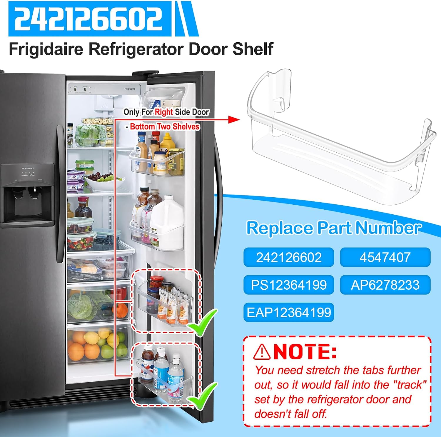 ALVAR 242126602 Refrigerator Door Bin for Frigidaire Door Shelf Replacement