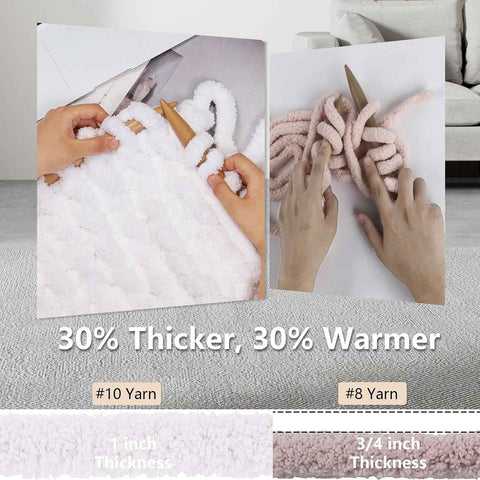 Cozyful Chunky Yarn for Hand Knitting - #10 Chunky Chenille Yarn, Jumbo Big Thick Chunky Yarns for Crocheting, Super Bulky Chunky Knit Blanket Yarns, 8 Skein (22 yds 8 oz Each Skein), Pure White