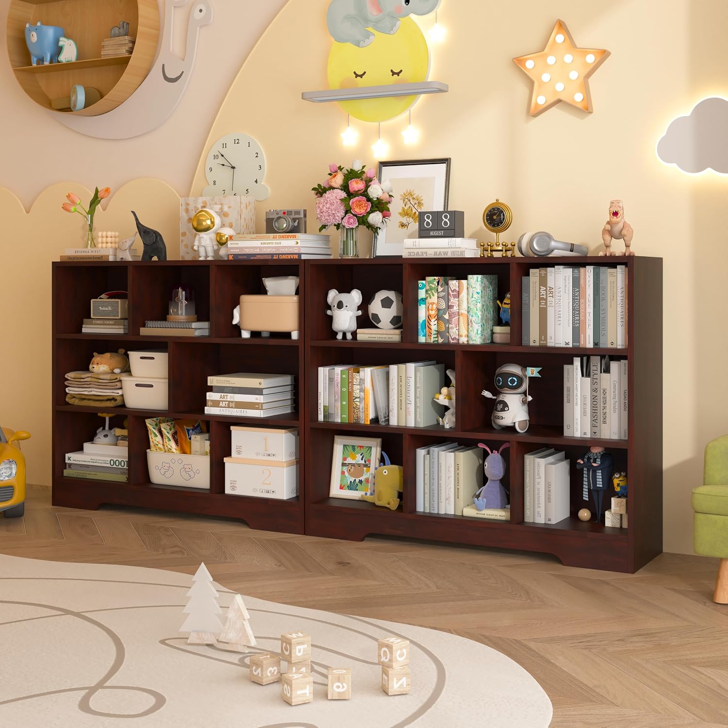 Book Shelf, 8 Cubes Storage Organizer, Open Shelf Bookcase Cherry Bookshelf