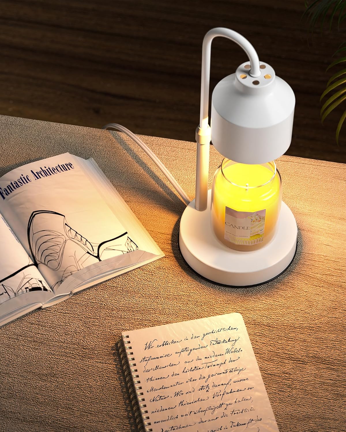 Electric Candle Warmer Lamp White, Candle Lamp Warmer with Timer, Wax Warmer Lamp for Jar Candles, Adjustable Height Candle Light Warmer with 2 Bulbs