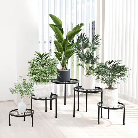 Linpla 5-Pack Decent Metal Plant Stand Indoor Outdoor Low Plant Shelf