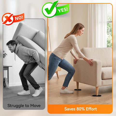 Furniture Sliders for Hardwood Floors, Save 80% Effort Safely and Easily, The Glide Tool Set for Heavy Furniture and Appliances, Reusable Floor Protectors and Moving Pads (8 Pack 6" × 3.5" Slider)