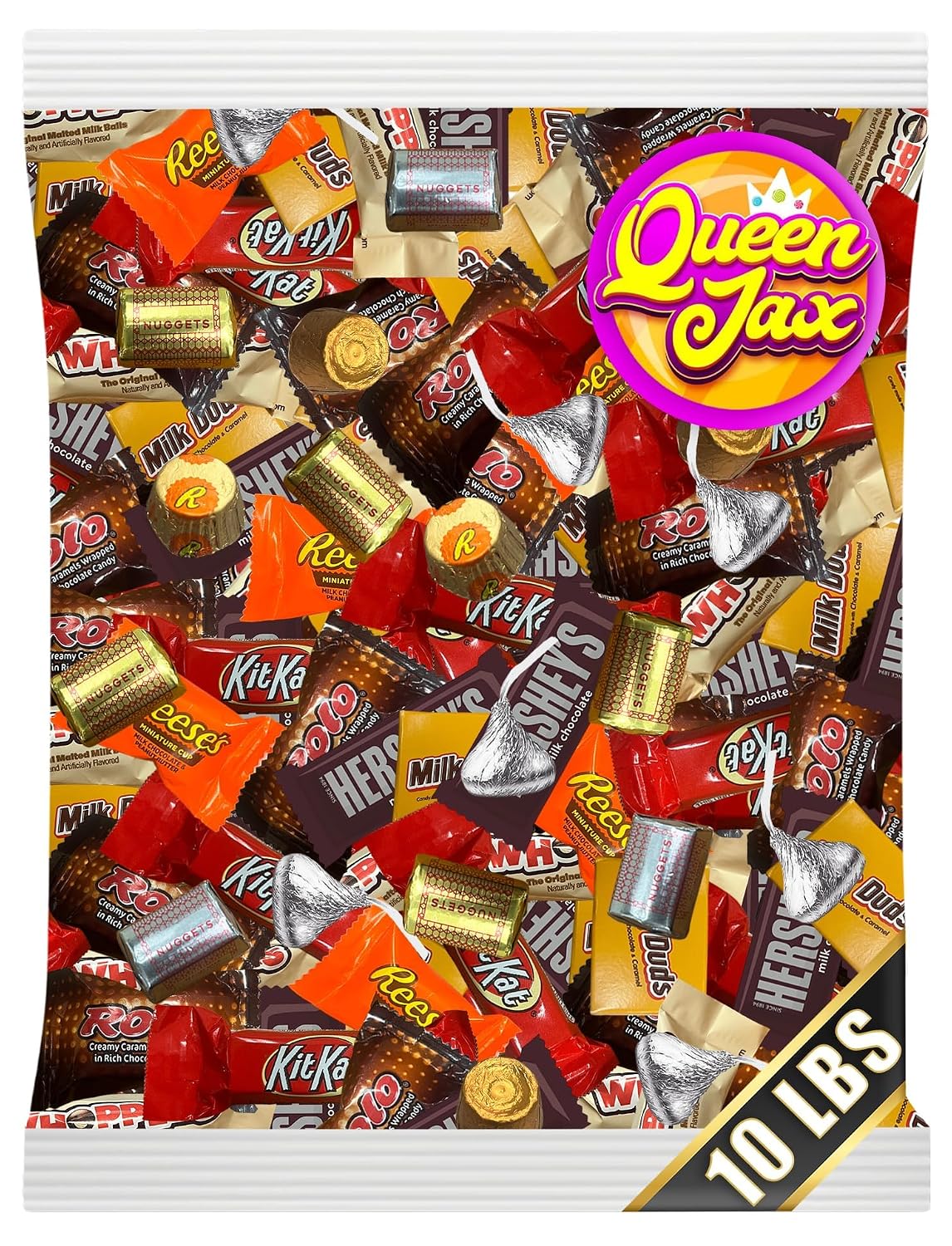 Assorted Chocolate Candy Variety Pack - 10 Lb Bulk Candy Chocolate Mix - Individually Wrapped Chocolate Sweets - Variety - July 4th - Cold Pack Included