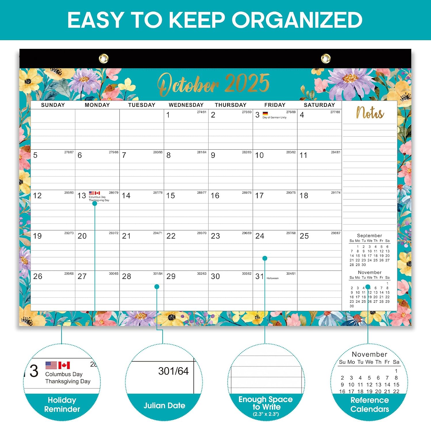 Taja Desk Calendar 2026-2027, Runs Until June 2027, 21-Month, 17" x 12"
