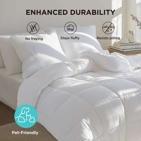 Bedsure Comforter Duvet Insert - Quilted Comforters King Size, All Season Duvet, Down Alternative Bedding Comforter with Tabs(White,King 90"x102")