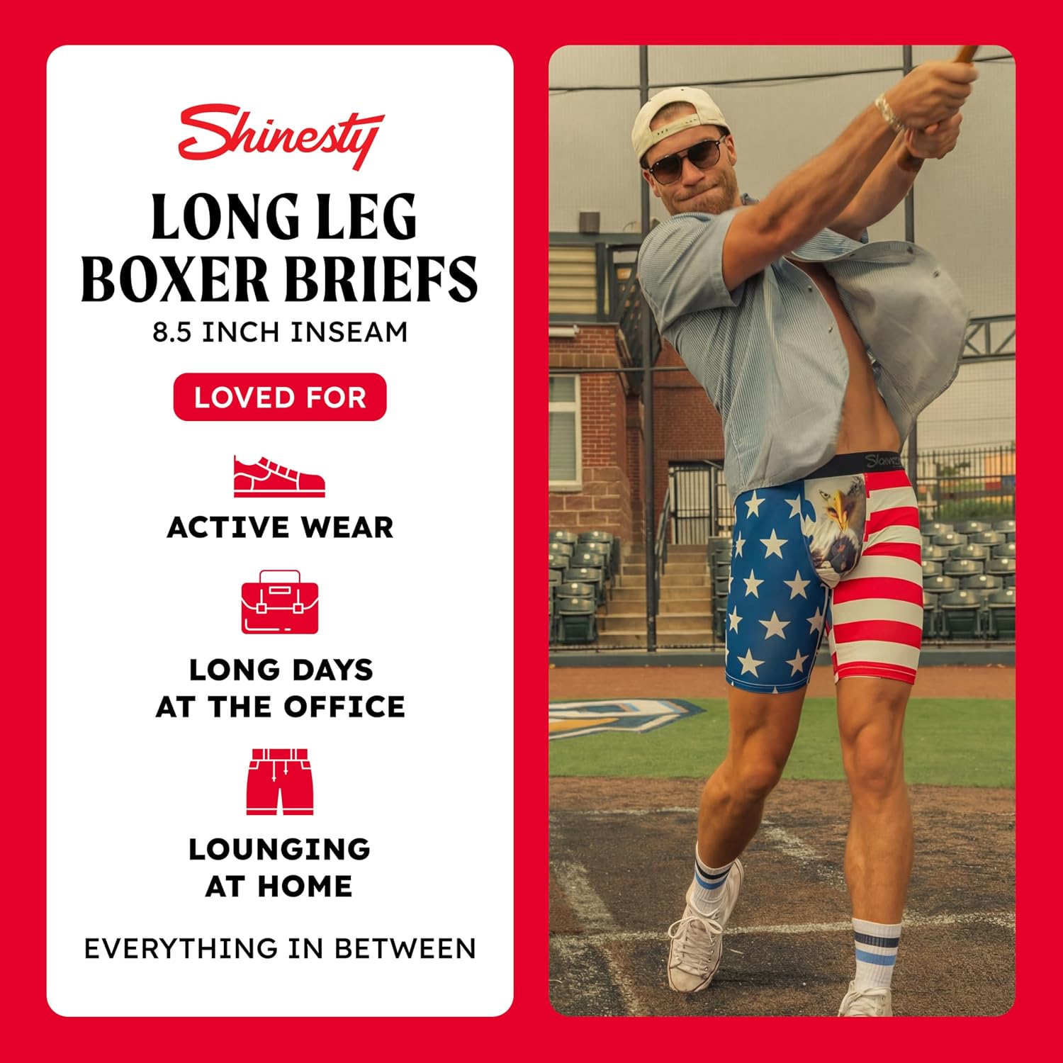 Shinesty Long Leg Boxer Briefs for Men - Support Ball Hammock Underwear