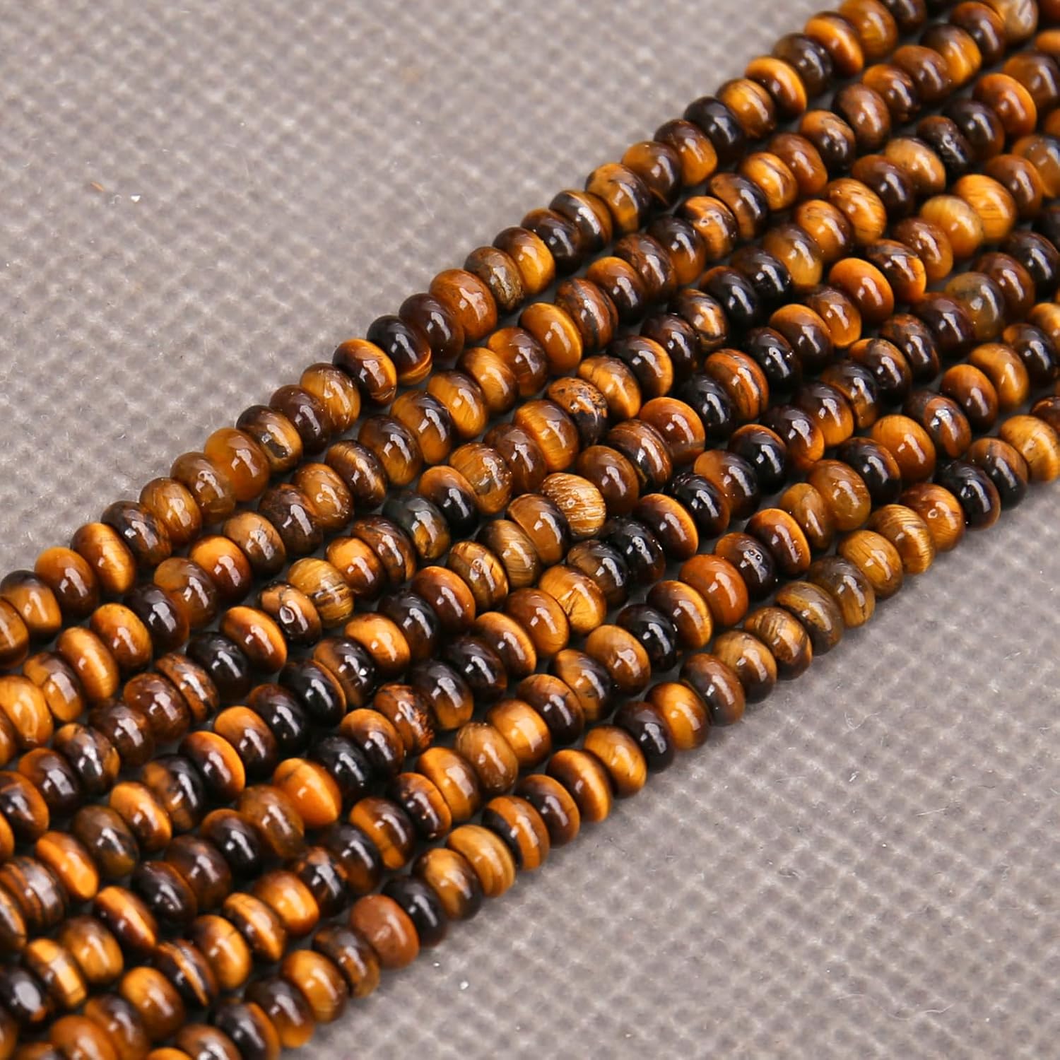 BONNY BOXX 1 Strand (150PCs) Natural 2 * 4mm Classic Tiger Eye Rondelle Beads, Natural Abacus Disk Stone Beads Loose Spacer Gemstone for DIY Bracelet Necklace Jewelry Making