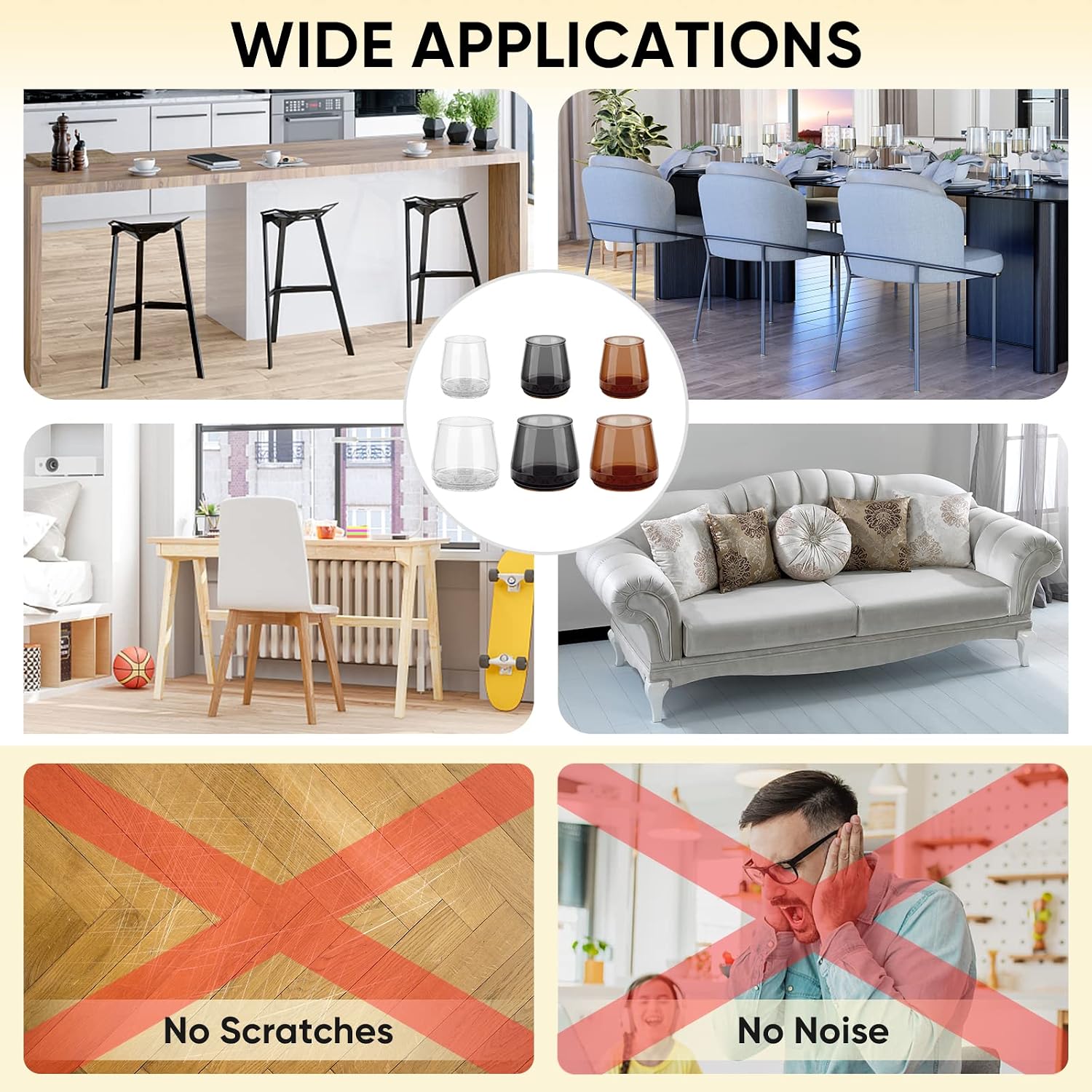 BALEINE 32PCS Silicone Chair Leg Floor Protectors for Hardwood Floors