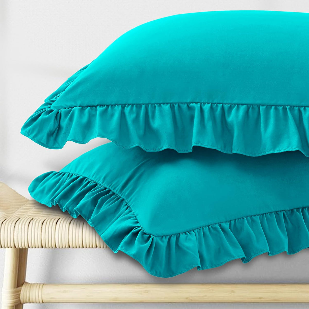 KKJIAF Ruffle Body Pillow Cases Set of 1, Teal