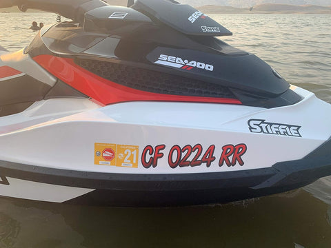 STIFFIE Whipline Gunmetal/Black 3" Boat & PWC Registration Decals • Numbers Letters Stickers