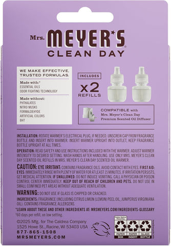 MRS. MEYER'S CLEAN DAY Scented Oil Refills, Compassion Flower, 2 Refills