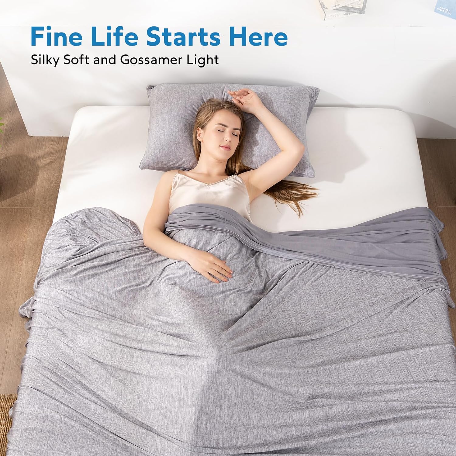 HOMFINE Cooling Blanket for Hot Sleepers Throw, Grey 50"x70"
