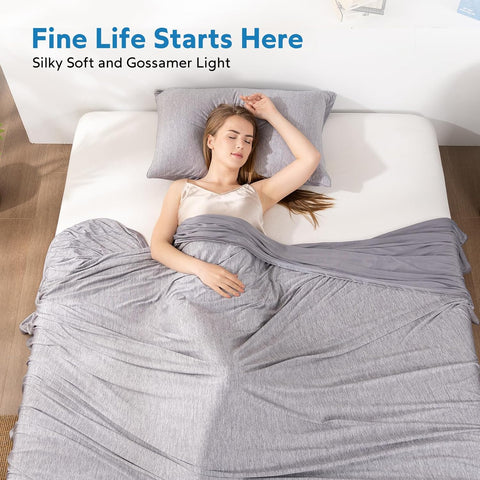 HOMFINE Cooling Blanket for Hot Sleepers Throw, Grey 50"x70"