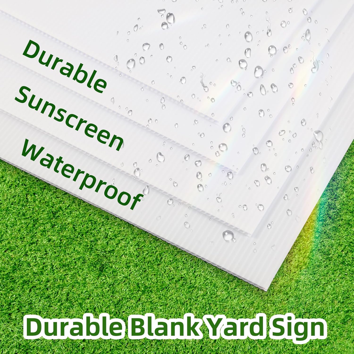 4 Pack Blank Yard Signs 17 x 12 in with Metal Stakes, White Plastic Yard Lawn Sign for Birthday Decoration,Garage Sale,Guidepost, Open House, Rent