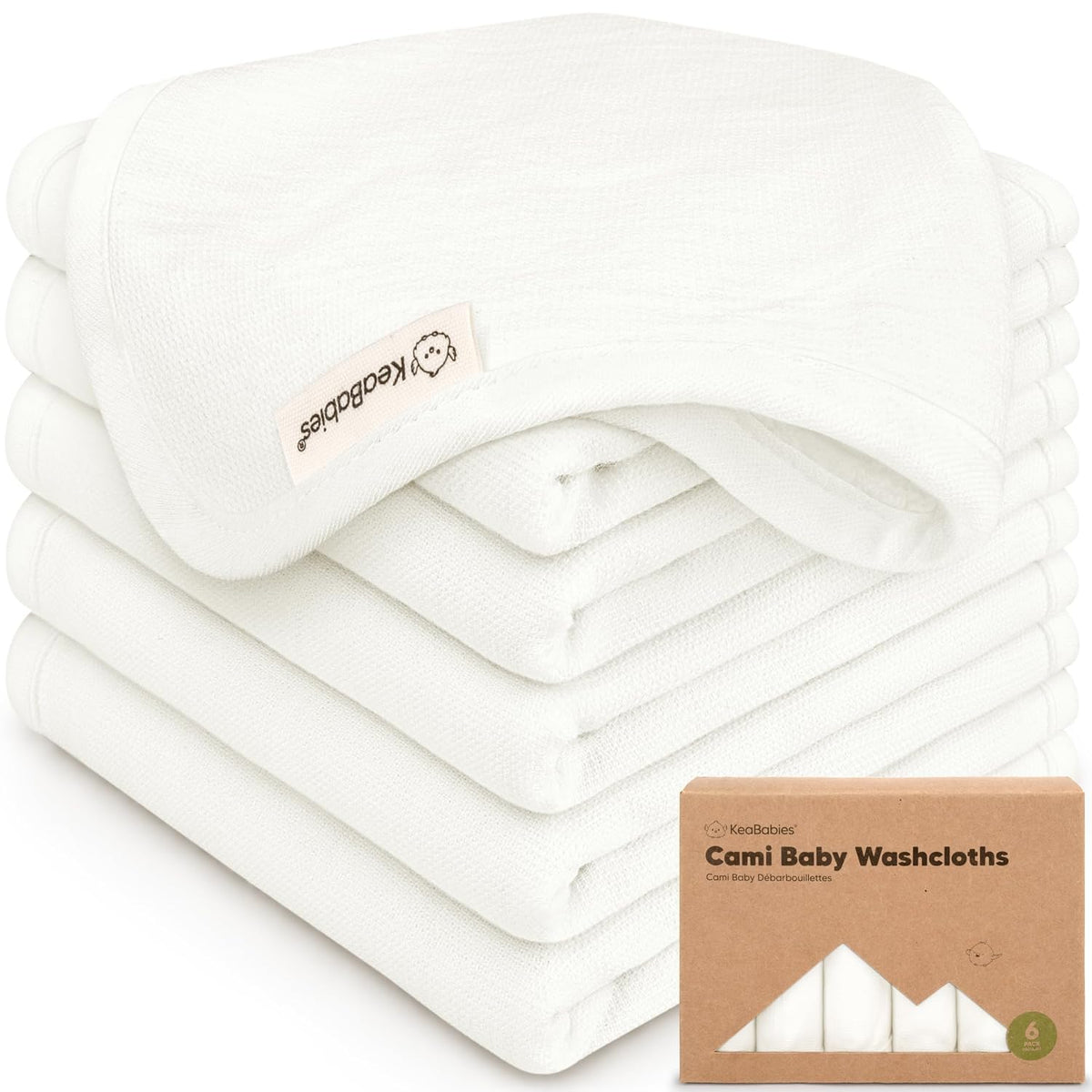 6pk Cotton Baby Washcloths for Newborn Organic Cotton Muslin (Soft White)