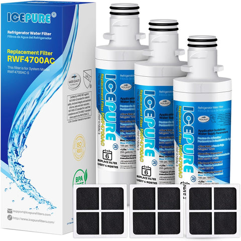 ICEPURE LT1000PC Refrigerator Water Filter and LT120F Air Filter, 3 Combo