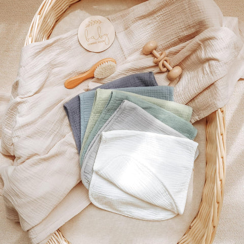 Konssy 6 Pack Large Muslin Baby Burp Cloths and Burp Rags Set for Newborn