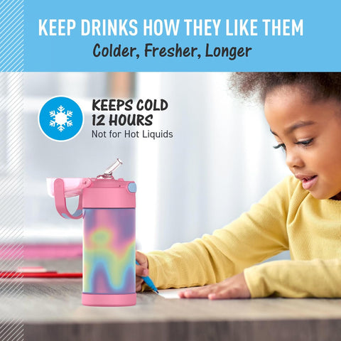 THERMOS FUNTAINER Water Bottle with Straw, 12oz, Rainbow Cloud