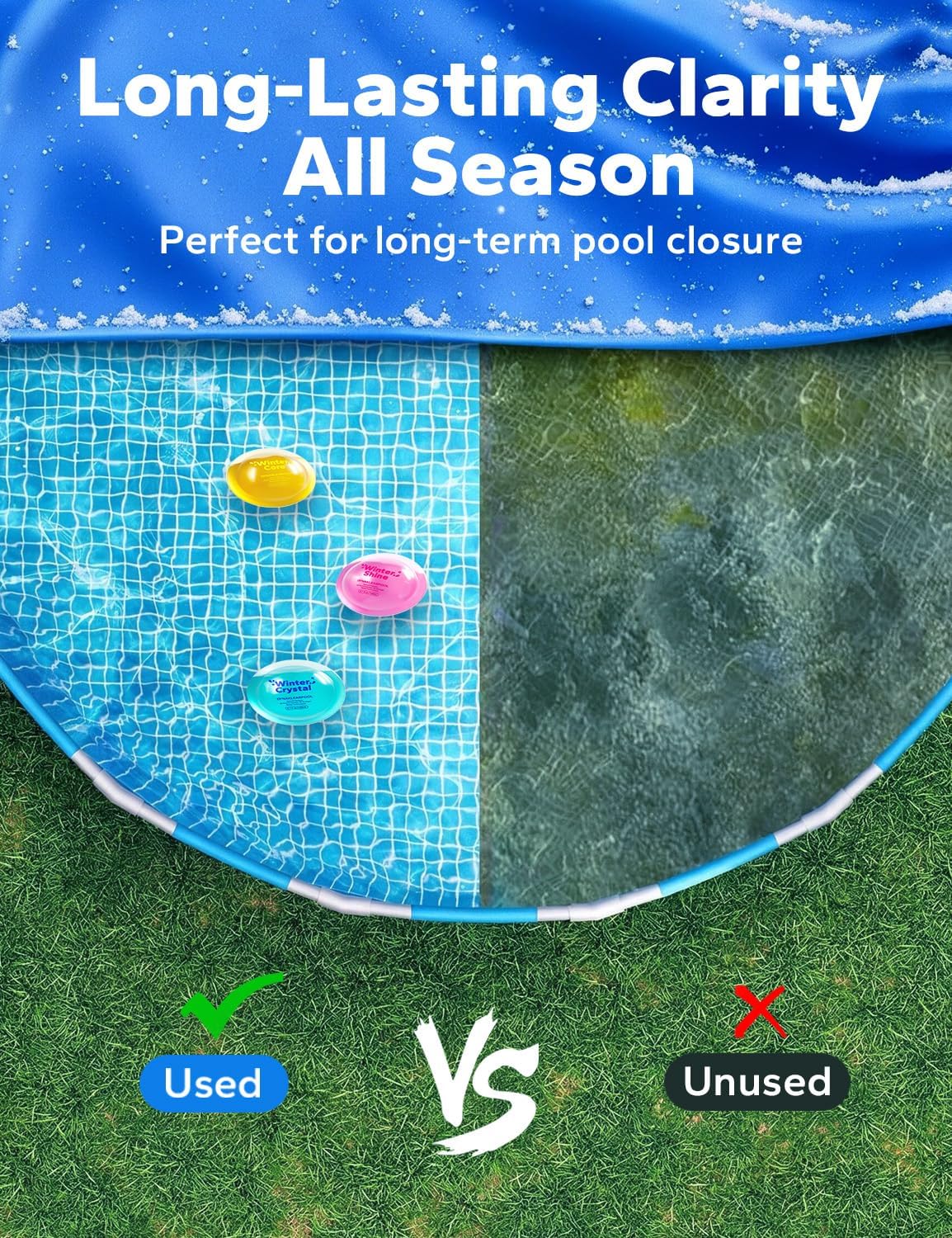 3-in-1 Pool Winterizing Kit – Pre-Measured Winter Closing Balls for Above Ground & Inground Pools | Spring Opening Made Easy | Treats Up to 30,000 Gallons