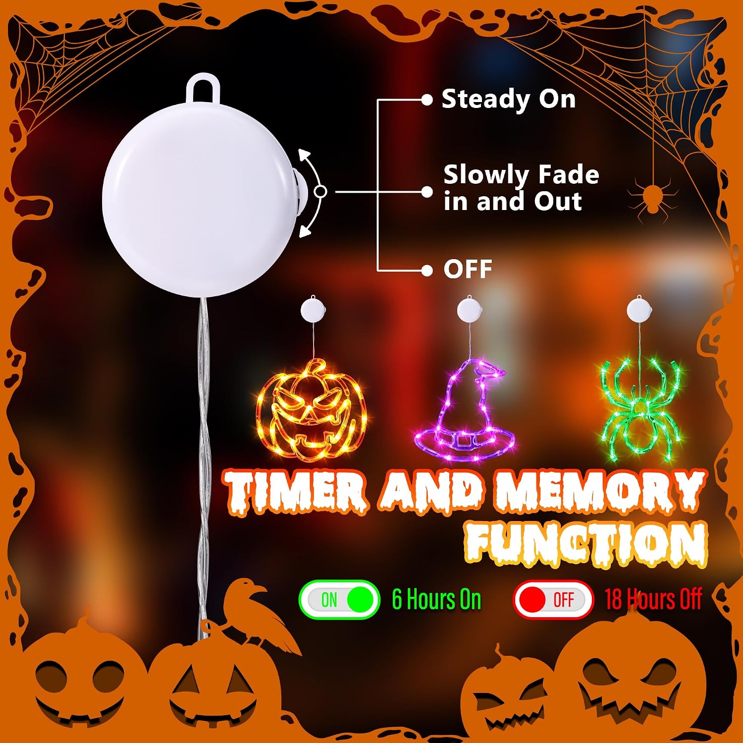 Joomer Battery Powered Halloween Window Lights Decorations 3 Pack