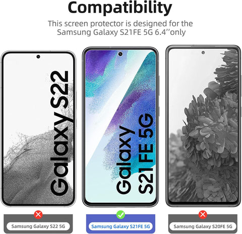 NEW'C 3 Pack Designed for Samsung Galaxy S21 FE 5G Screen Protector Tempered Glass,Case Friendly Scratch-proof, Bubble Free, Ultra Resistant